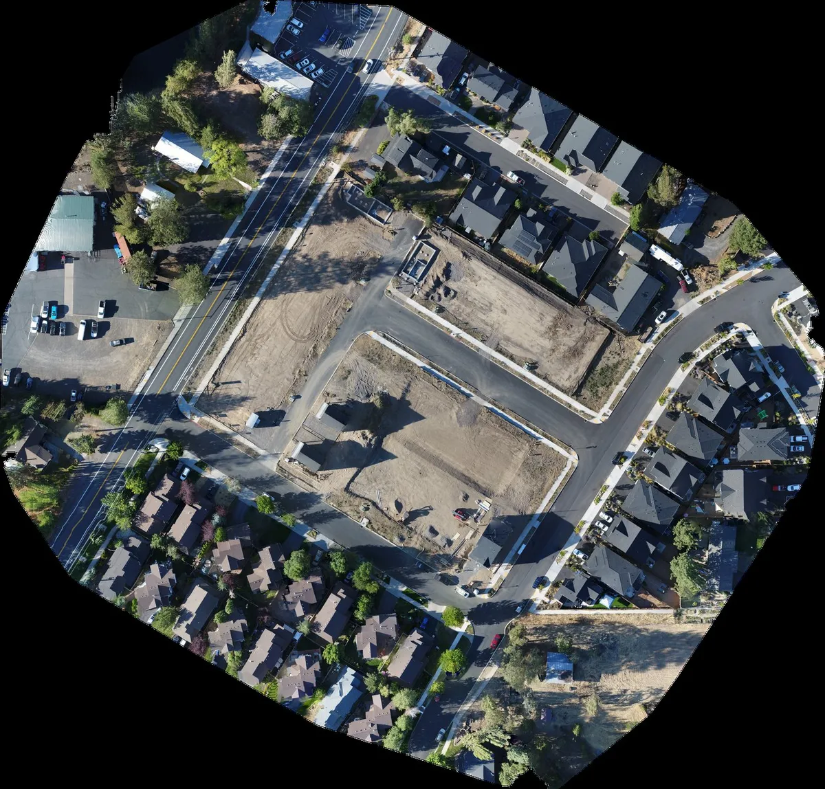 Drone orthomosaic of a construction site in Bend, Oregon